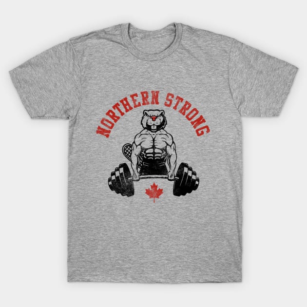 Northern Strong Weight Lifting Canadian Gym Beaver T-Shirt by Cattle and Crow